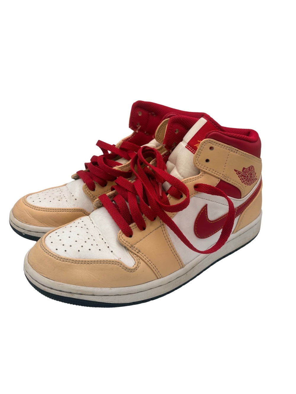 Nike Air Jordan 1 Mid Light Curry Cardinal Red Men’s 8.5 554724-201 Shoes